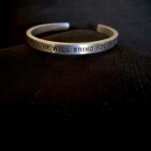 Religious Christian Faith Stainless Cuff Bracelet - see description for message